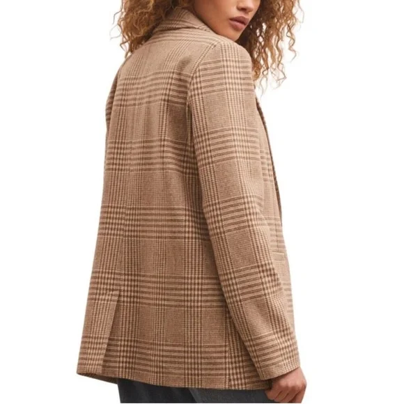 NWT Z Supply Anna Plaid Blazer in Milkshake Size Medium - Picture 3 of 11